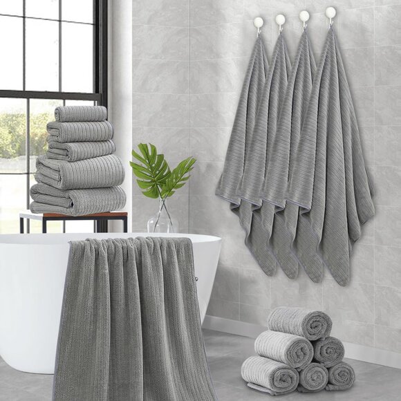 18-Piece Grey Towel Set - Includes Bath Towels, Hand Towels & Washcloths - Picture 2 of 9